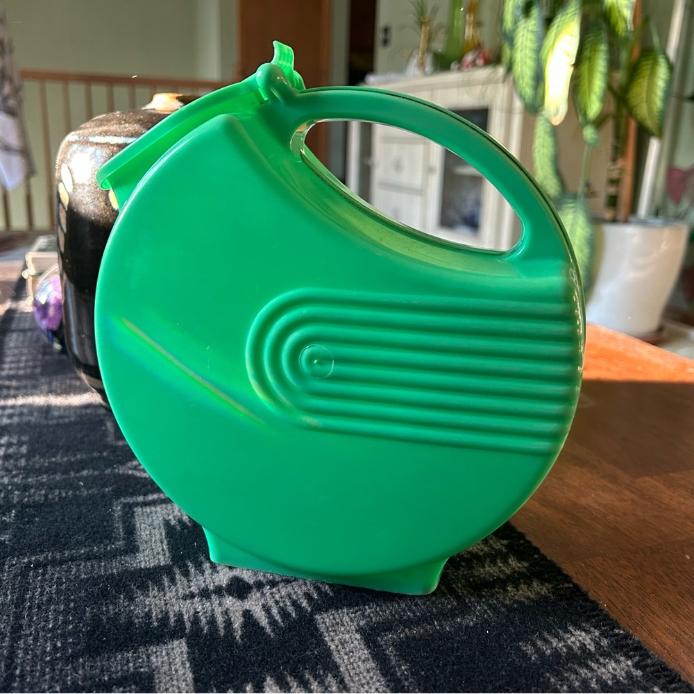 Vintage art deco plastic pitcher retro green